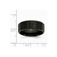 thumbnail image 2 of Stainless Steel 8mm Black-plated Grooved Brushed Band Ring - Size 7.5, 2 of 2