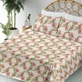 thumbnail image 3 of Ambesonne Spring Fitted & Flat Sheet with Sham 3 Pcs Set, Tiger Lily Flowers Exotics, Twin XL, Coral Green Off White, 3 of 5