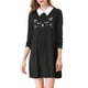 thumbnail image 3 of Minivestido corto acampanado Allegra K Negro S con cuello En contraste para mujer, 3 of 6