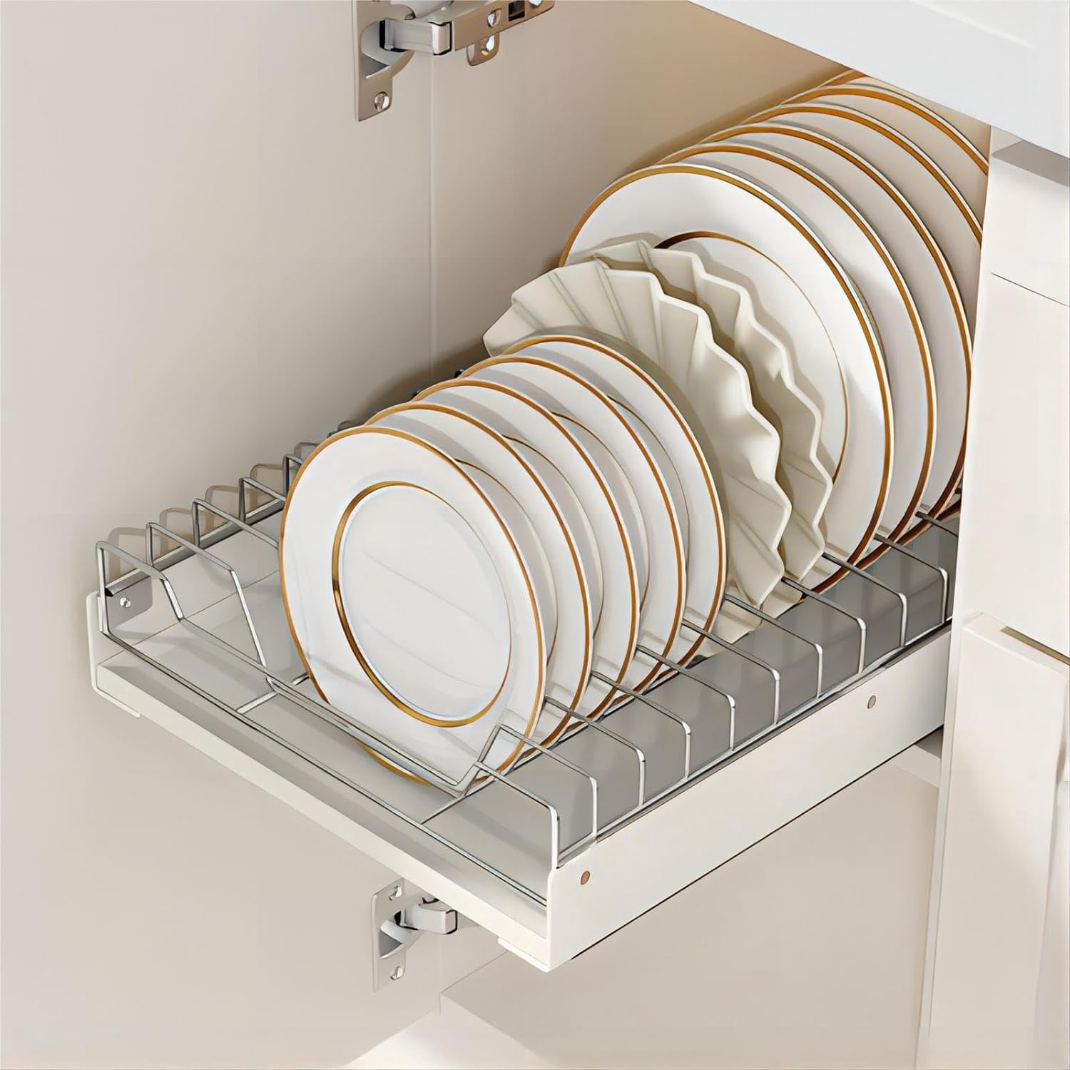 Pullout Cabinet Organizer Fixed with Adhesive Nano Film, Heavy Duty Sliding Basket Organizer Drawer, PullOut Drawer for Kitchen Under Sink Organizer, Pantry, Bathroom Collapsible Rectangular Non-slip