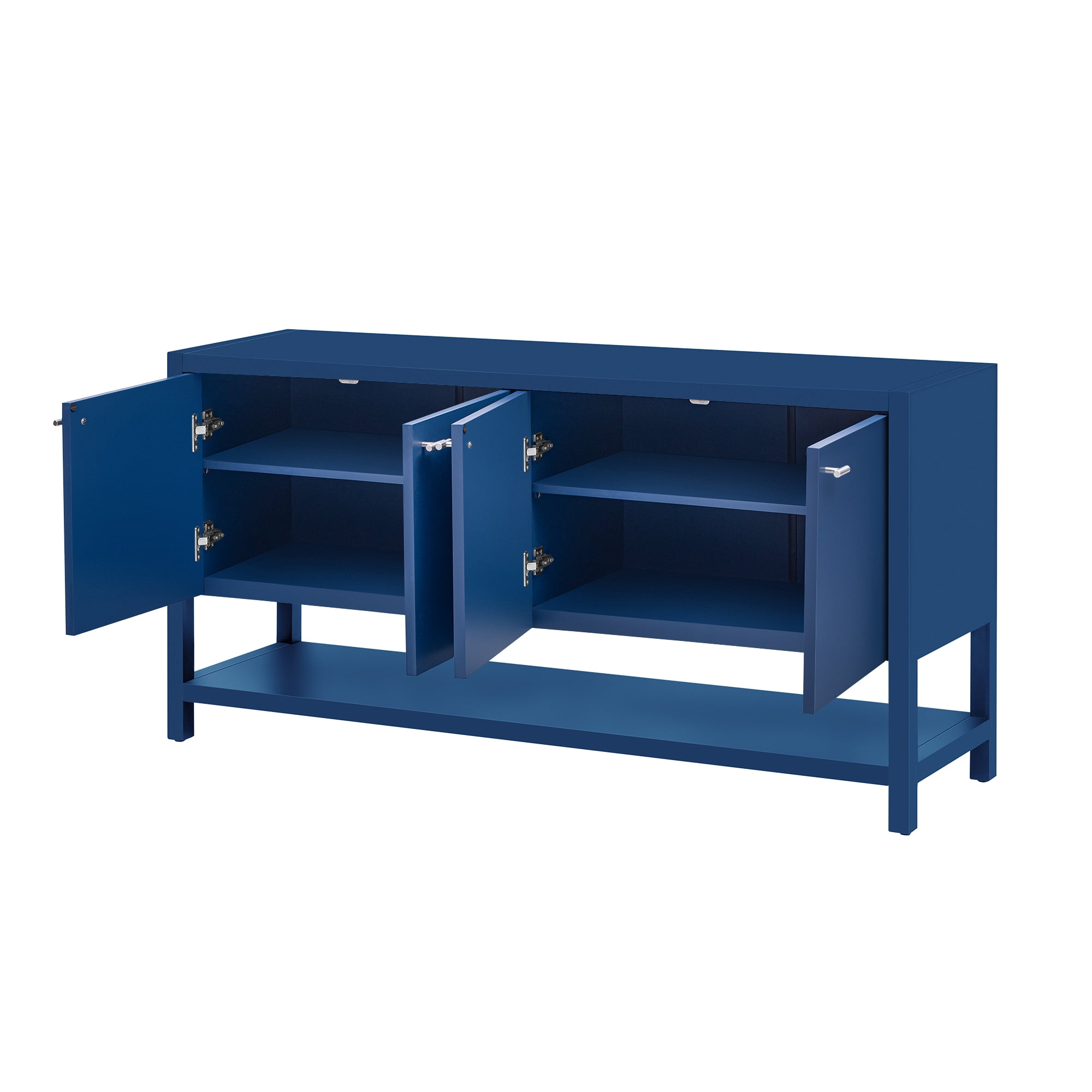 EUROCO 59.6" Long Console Table,Narrow Wood Sofa Table with 4 Doors,Wood Frame and Open Storage Shelf,Entryway Table for Living Room, Hallway, Foyer, Bedroom,Navy Blue