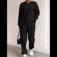 thumbnail image 3 of Conjunto Deportivo de Dos Piezas para Mujer: Sudadera y Pantalón Deportivo de Cuello Redondo Liso y Holgado, Conjunto de Jersey para Estar en Casa. Negro XXL, 3 of 5