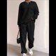 thumbnail image 3 of Conjunto Deportivo de Dos Piezas para Mujer: Sudadera y Pantalón Deportivo de Cuello Redondo Liso y Holgado, Conjunto de Jersey para Estar en Casa. Negro L, 3 of 5