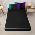 thumbnail image 4 of Erosebridal Futuristic Stripes Zipper Twin Comforter Sets with Fitted Sheet and 2 Pillowcases,Gradient Ombre Pattern Zipper Bedding Set,Teal Purple Black,Black Reversible, 4 of 6