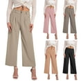 thumbnail image 5 of XFLWAM Womens Wide Leg Pants High Waisted Business Casual Summer Dress Pants Palazzo Long Work Trousers with Pockets Khaki XL, 5 of 5