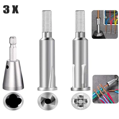 3X Wire Stripping&Twisting Tool Electrical Drill Wire Stripper Cable Nut Twister