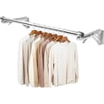 thumbnail image 1 of Foldable Wall Mounted Clothes Rack-30'' Long Rod&2 Thick Bases,Stainless Steel,Multi-Purpose for Space-Saving Garment Rack/Clothes Drying Rack/Clothes Hanger,Detachable and Top Shelf Room Reserved, 1 of 6
