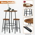 thumbnail image 6 of ZENY 3 Piece Bistro Bar Set with 2 Stools and Round Table, Black/Rustic Brown, 6 of 9
