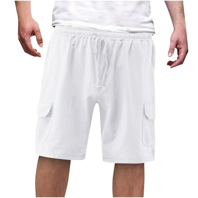 Dagugfen Cargo Shorts for Men Elastic Waist Drawstring Loose Outdoor Running Sports Shorts with Pockets
