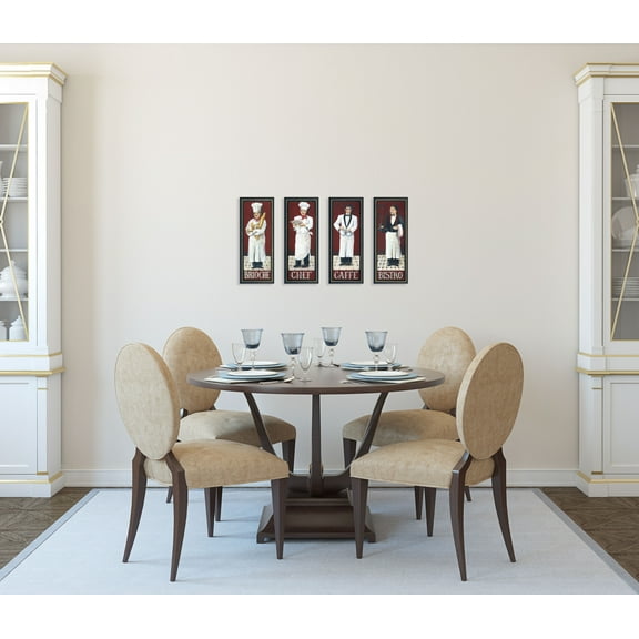 Gango Home Decor Retro French Kitchen Sign Wall Art; Four Red 8x20in Unframed Paper Prints