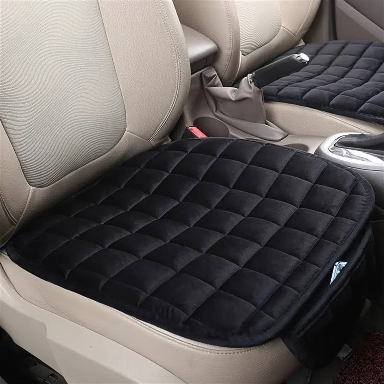 1pc Short Plush Black And White Petal Car Seat Cushion