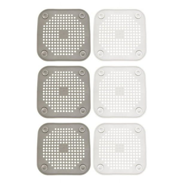 3X Tapa de DesagüE Cuadrada para DesagüE de Ducha Colector Pelo Tapón de Silicona Plano para Filtro de Baño Y Cocina Protección de DesagüE de Tapón de Colador Plano con Ventosas