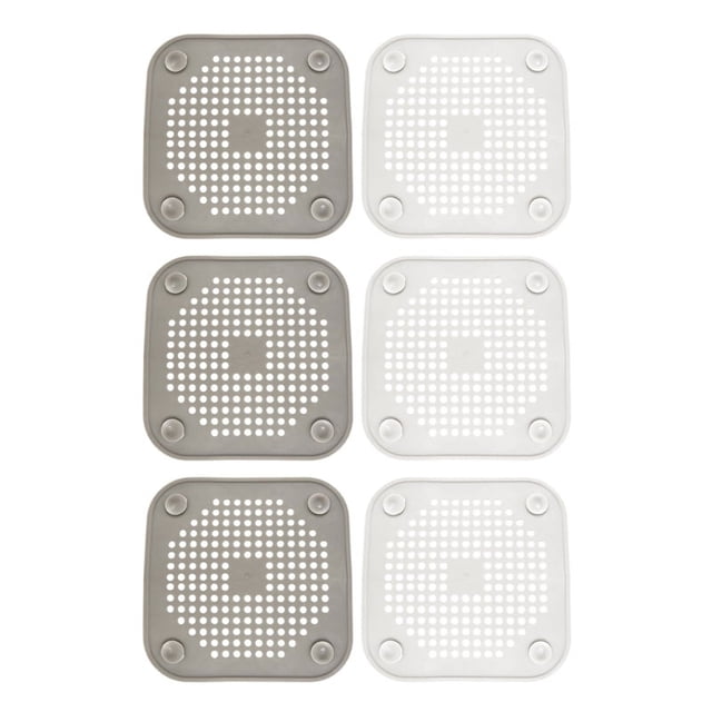 3X Tapa de DesagüE Cuadrada para DesagüE de Ducha Colector Pelo Tapón de Silicona Plano para Filtro de Baño Y Cocina Protección de DesagüE de Tapón de Colador Plano con Ventosas