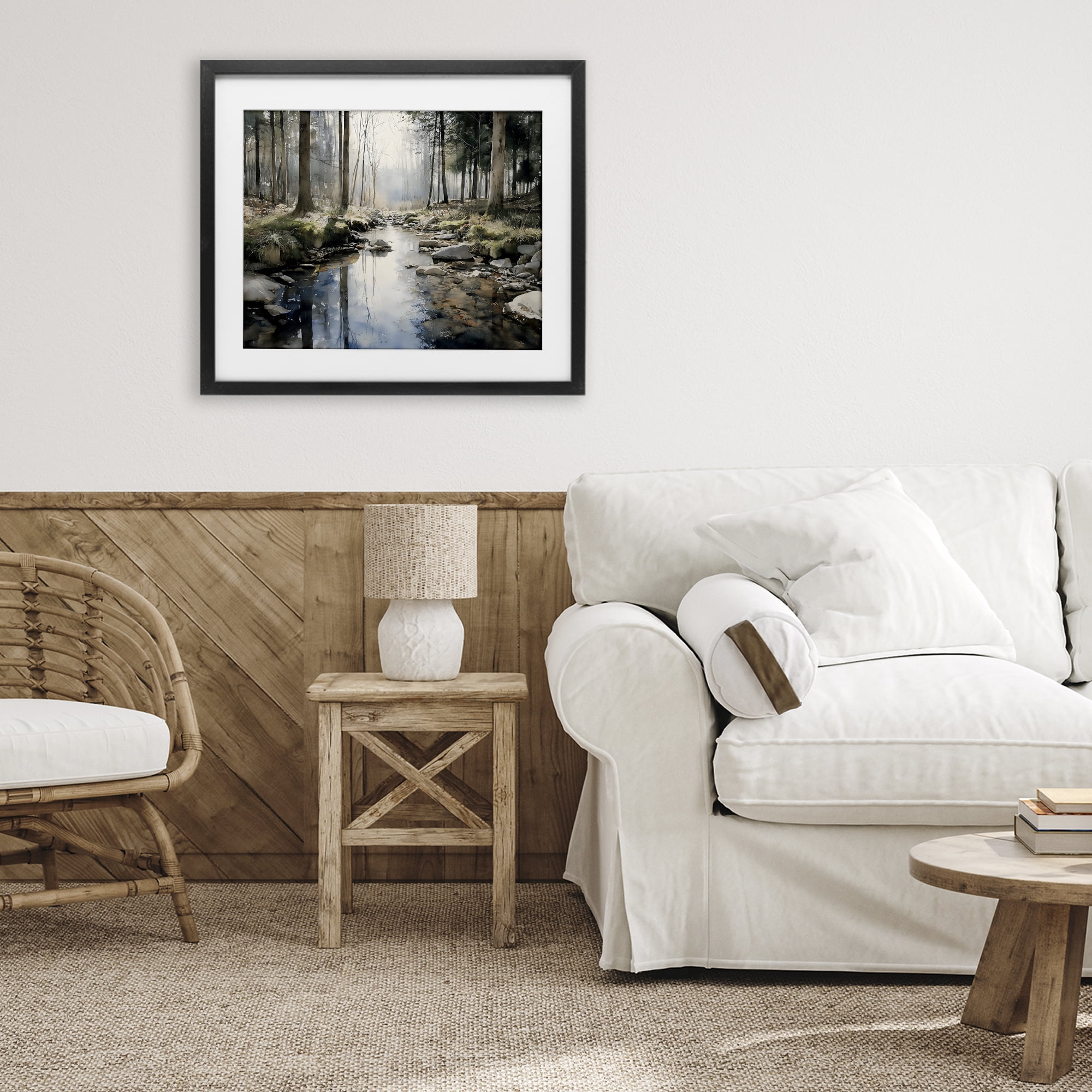 Stupell Industries Rock Creek in Morning Mist Black Framed Print Under Glass, design by Franklyn Gregory