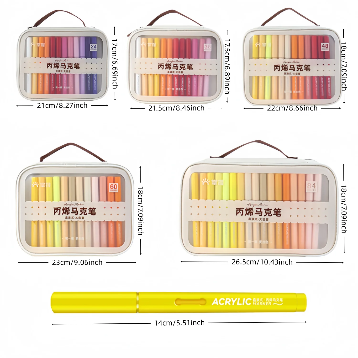 crylic Paint Markers with Canvas Bag, Paint Pens with Automatic Ink Control, Waterproof Brush Tip Markers for Rock, Egg, Wood, Fabric, Glass, DIY Crafts