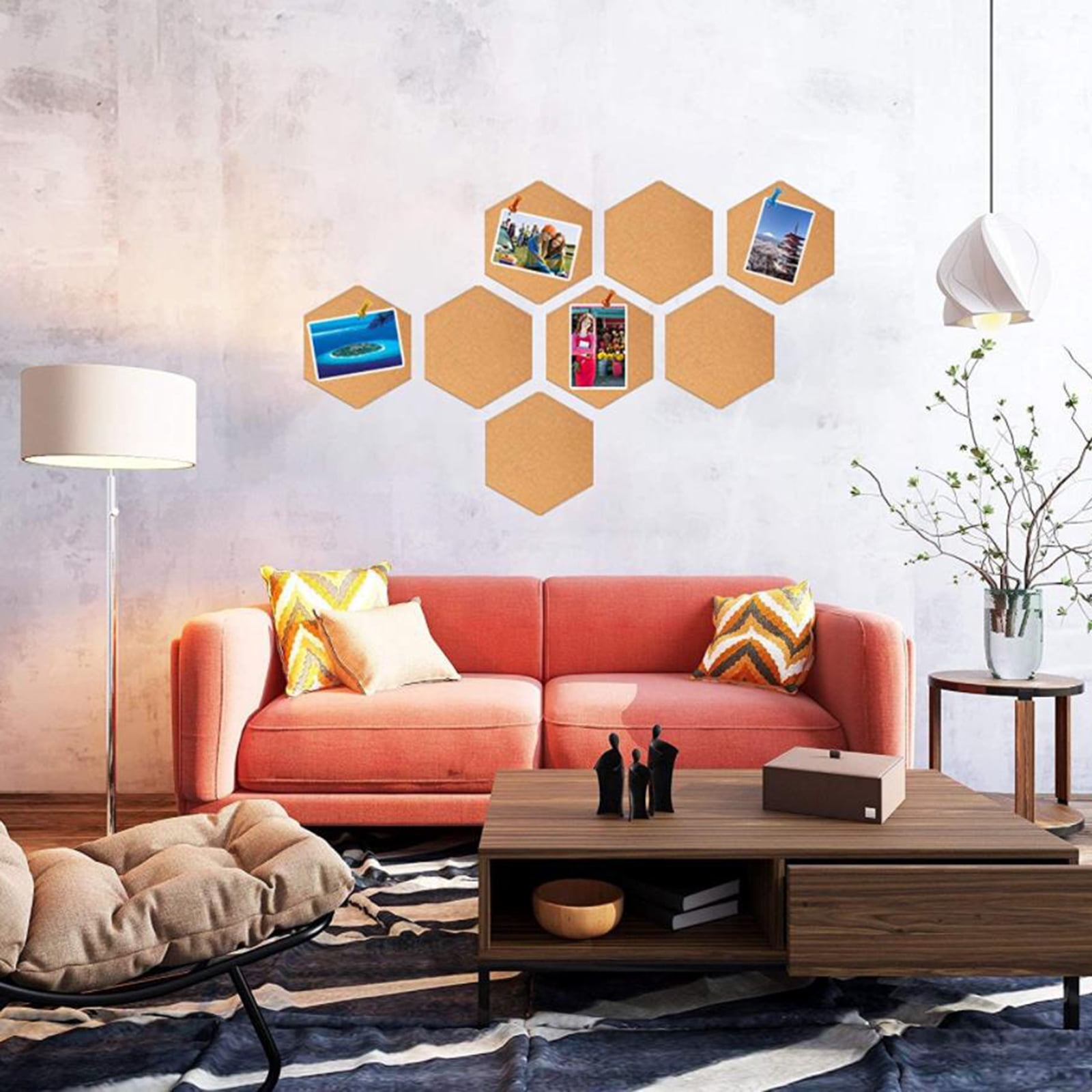 8pcs/set Cork Wood Board Self Adhesive DIY Office Bulletin Notice Message Boards
