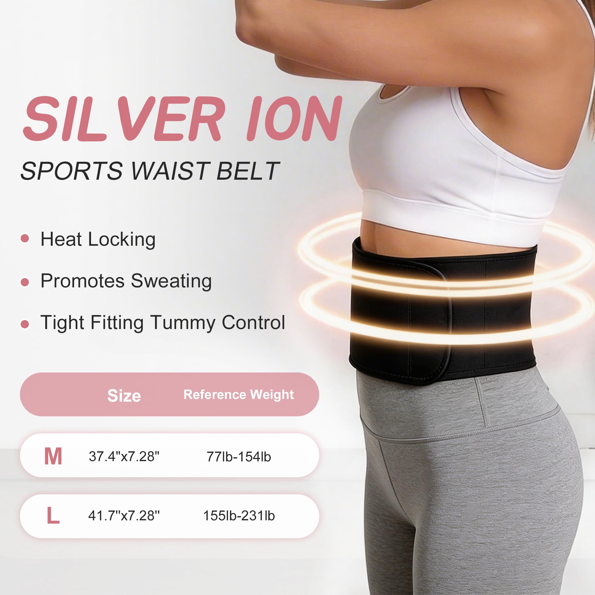 Unique Bargains Silver-ion Sweat Anti-Slip Waist Belt with Pocket M Black