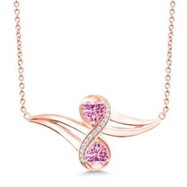Gem Stone King 18K Rose Gold Plated Silver Necklace Pink Moissanite Created Sapphire (1.13 Cttw)