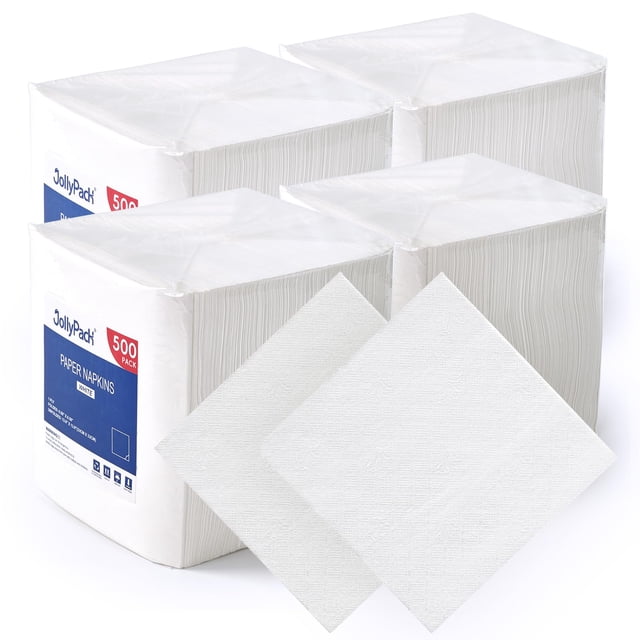 Servilletas de papel JollyPack 2000, blancas, 1 capa, 13 x 13 pulgadas, para fiestas