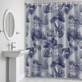 thumbnail image 5 of Forest Animal Shower Curtain for Bathroom Decor, Vintage Forest Zebra Giraffe Animal Blue Grey Waterproof Fabric Shower Curtain, 72"x78" Set with 12 Hooks, 5 of 9