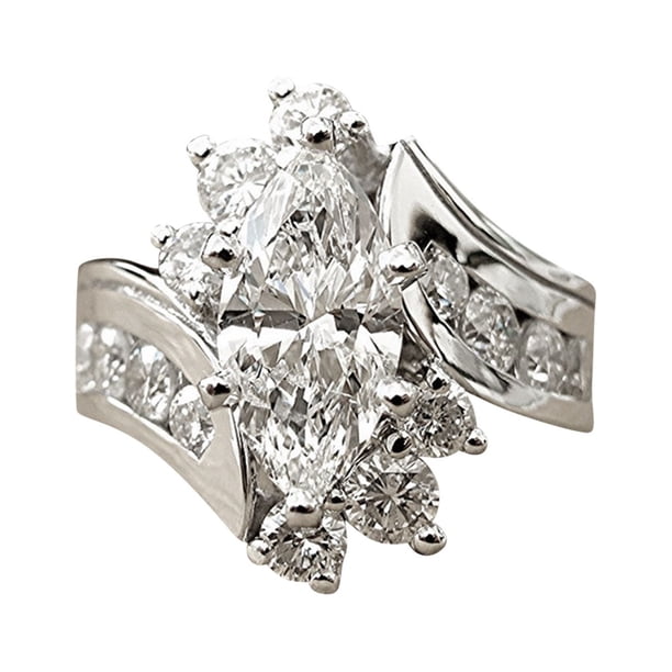 Mujeres Gorgeous Irregular Sparkling RingSilver Anillos Zirconia Boda Joyería de compromiso 6 10