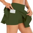 thumbnail image 1 of JWZUY Women's Tennis Golf Skirts High Waisted Skirt with Inner Shorts for Athletic Skorts Sports Running Skirts with Pocket Army Green M, 1 of 5