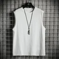 thumbnail image 2 of Sudadera deportiva de verano para hombre con barra transversal, camiseta sin mangas con hombros descubiertos y color sólido, camiseta de manga corta, 2 of 4