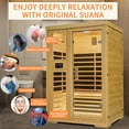 thumbnail image 2 of 2 Person Far Infrared Indoor Sauna Room,1850w Carbon Canadian Hemlock Wooden Dry Sauna with Dual Control Panel and MP3 Controller, 8 Carbon Panels,Led Reading Lamp, 2 of 5