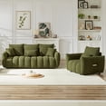thumbnail image 2 of Muumblus Pure 2 Pieces Living Room Furniture Set, Single Sofa Chair and 3-Seater Sofa, Green Teddy, 2 of 8