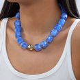 thumbnail image 3 of NICKSUN Vintage Dopamine Chunky Square Acrylic Bead Choker Necklace, Handmade Marbled Resin Statement Collar with Irregular Gold Metal Accent, Trendy Vacation Fashion Neck Jewelry, 3 of 7