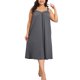 thumbnail image 1 of Noche de mujer plus size Agnes Orinda, vestido de dormir sin mangas con tirantes de espagueti, escote en V, plisado, midi, 1X gris, 1 of 6