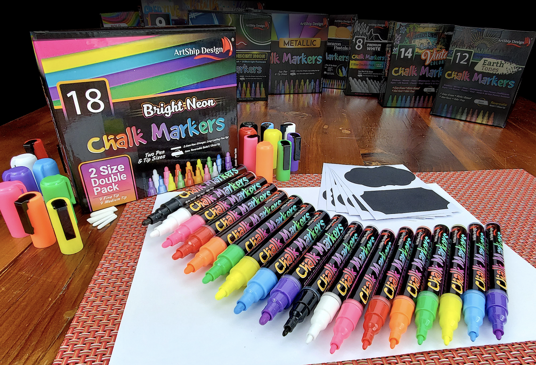 36 Chalk Markers - Double Pack of Extra Fine and Medium Tip Pens 