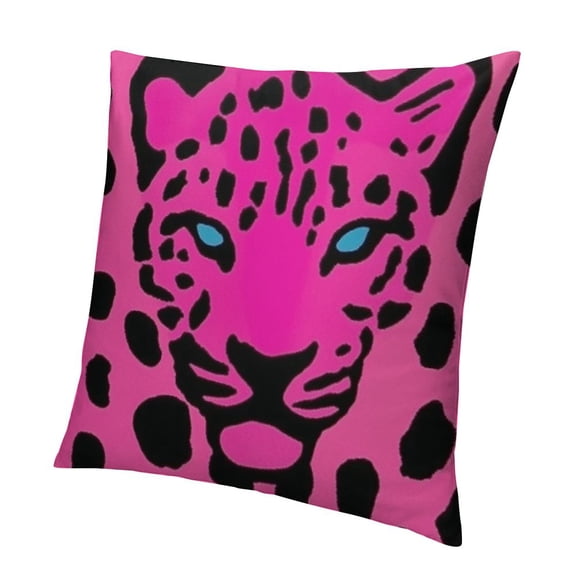 Hot Pink Decorative Throw Pillow Case , Leopard Animal Skin Pattern in Abstract Style Jungle Theme, Cushion Cover for Couch Living Room Car, Black