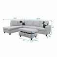 thumbnail image 2 of Ainehome L-Shaped Sectional Sofa Set, 3PC Flanelette Living Room Couches, Left Hand Facing (Grey White), 2 of 2