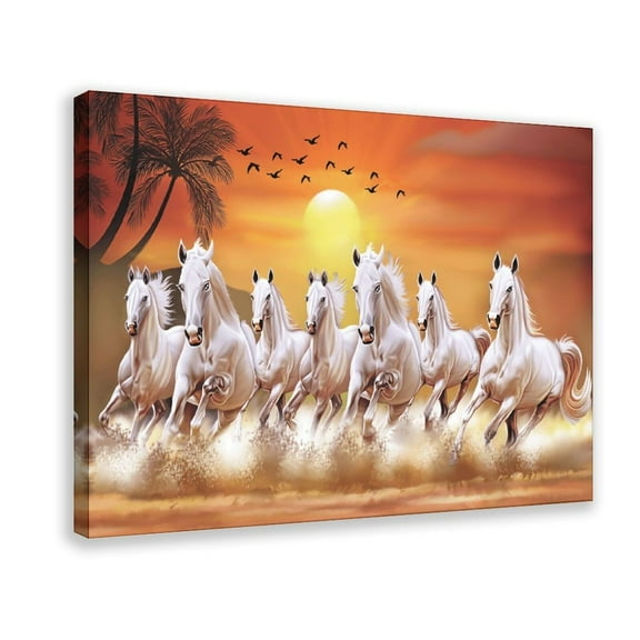 Seven Lucky Running Wild Horses Wall Art Animal Posters 7 Horses Running Painting Canvas Poster Bedroom Decor Sports Landscape Office Room Decor Gift