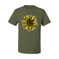 thumbnail image 2 of Artsy Cheetah Leopard Print Sunflower Fashion Men's Graphic T-Shirt, Military Green, 4XL, 2 of 3