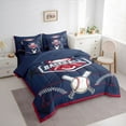 thumbnail image 4 of Feelyou Cartoon Baseball Athlete Twin Bedding Sets 7-Piece for Kids, Navy Red Bedding Comforter Set, Est Sleep Sports Reversible Sheet Sets, Lightweight Room Decor, 4 of 8