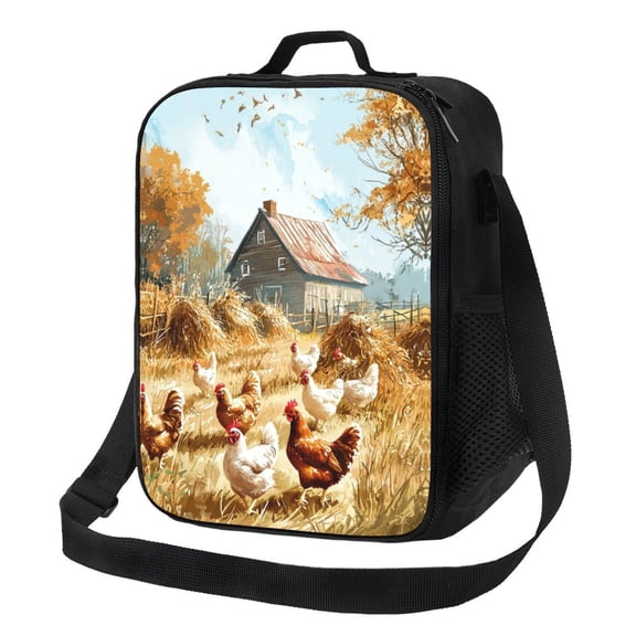 Chicken Lunch Bag Reusable Lunch Box Insulated Tote Bag with Adjustable Shoulder Strap