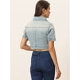 thumbnail image 3 of Chaqueta Corta Informal Allegra K Mujer Vaquera Azul gris claro L, 3 of 5