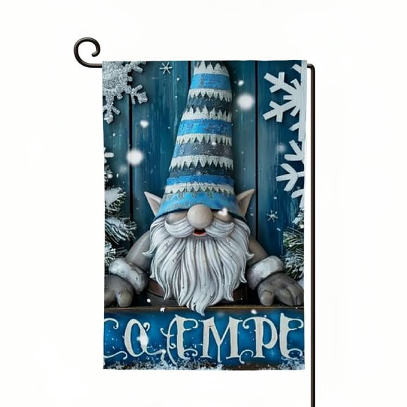 PHYHOO Hello Winter Snow Gnome Garden Flag Small Double Sided Yard Decorative Holiday Seasonal Outside Welcome Burlap Farmhouse Decoration White