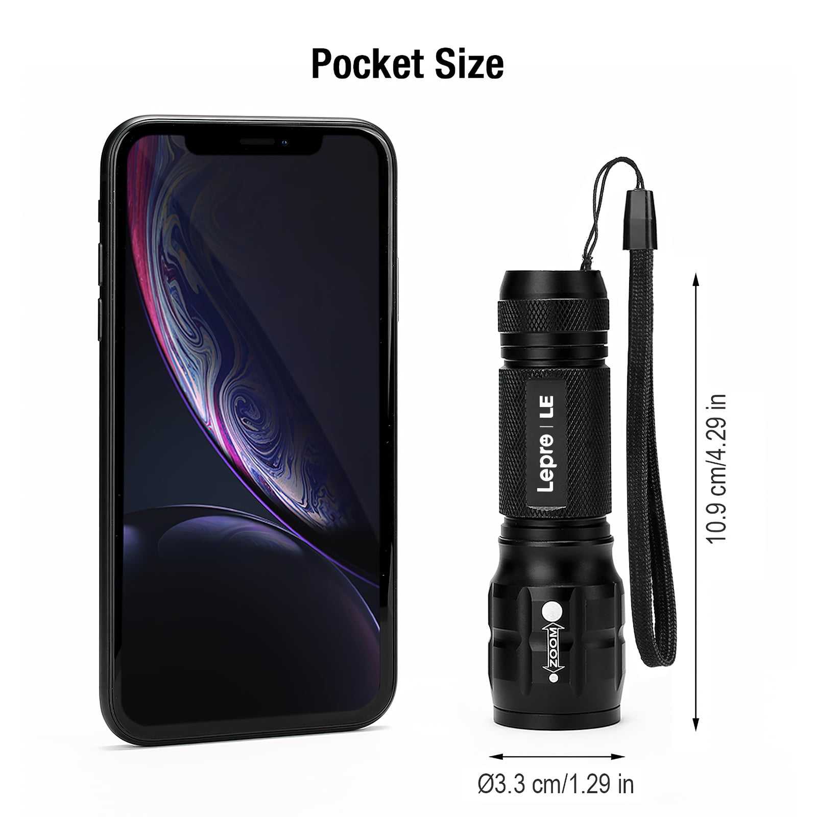 Lepro 4-Packs LED Flash Light LE1000 High Lumens, Mini Multifunction Tactical Flashlight , Zoomable, Waterproof for Camping, Outdoor, and Emergency Use (AAA Batteries Included)