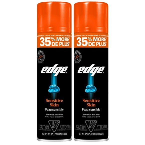 Edge Shaving Gel for Men 9.5oz 2 Pack Mens Shave Gel with Aloe Mens Shaving Cream Sensitive Skin Shave Gel - Moisturizes Protects and Soothes