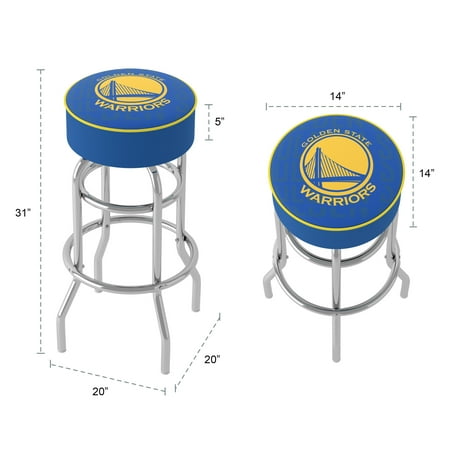 Golden State Warriors NBA City Padded Swivel Bar Stool - Blue, Gold