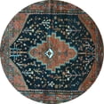thumbnail image 1 of Ahgly Company Machine Washable Indoor Round Medallion Light Blue Traditional Area Rugs, 8' Round, 1 of 4
