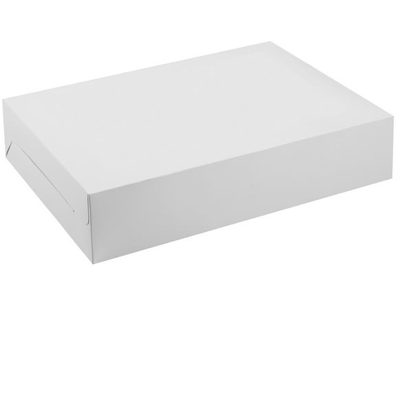 19" x 14" White Paper Cake Box by Celebrate It - Fits 18" x 12" Sheet Cakes or 24 Cupcakes - Bulk 30 Pack