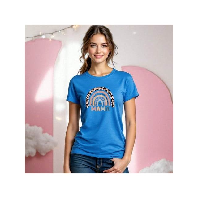 Playera Blusa De Mamá Estilo Arcoiris – Amor, Arcoíris y Corazones en Cada Suspiro Color Aqua Talla Chica Marca Emil SaEs