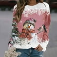 thumbnail image 2 of KHONTS Christmas Sweatshirt for Women Funny Long Sleeve Shirts Xmas Tree Snowman Reindeer Pullover Lightweight Tops Hot Pink XL, 2 of 4