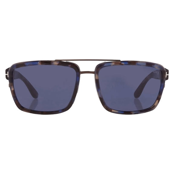 Tom Ford FT 0780 Plastic Unisex Rectangle Sunglasses Blue Havana 58mm Adult