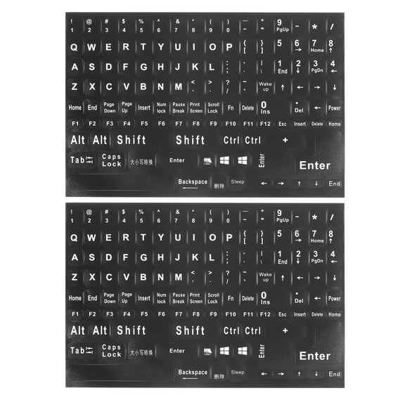Uxcell English Keyboard Stickers Keyboard Replacement Cover Style 4, Black Background White Lettering 2pcs