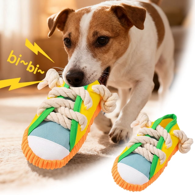 Shoe Style Dog Chew Toy for Small Breed Interactive Squeaker Sound Enhances Health and Provides Biting Enjoyment Durable Construction Long Lasting